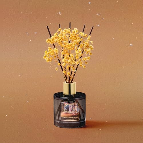 COCORRÍNA Reed Diffuser - Midnight New York 6.7 Fl.oz Reed Diffuser Set with 8 Sticks & Preserved Baby's Breath, Reed Diffuser for Home Bathroom Shelf Decor - Image 2