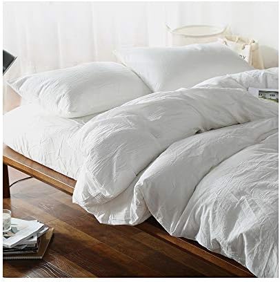F.Y.Dreams 100% Washed Cotton Duvet Cover for Weighted Blanket 80x87 inches with 16 Ties, Zipper on Long Side/White/Just Duvet Cover - Image 2