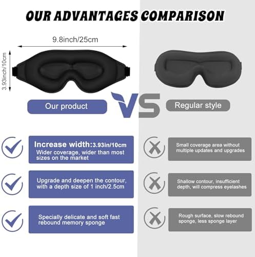 3D Advanced Eye Mask for Sleeping，Ultra Delicate Soft Skin Friendly Eye mask，100% Blackout Sleep Eye Mask for Sleep, Eyelash Extension Sleep mask - Image 6