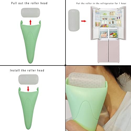 3 in 1 Ficial Face Ice Jade Roller and Gua Sha Tool, Natural Real Jade Anti-Wrinkle Face Eye Neck Massager Tool, Reduce Wrinkles, Puffiness, Migraine, Redness, Pain and Injury, Green - Image 4