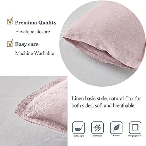 Simple&Opulence 100% Linen Lumbar Pillow Cover 12 x 20 Inches Set of 2 Rectangular Decorative Throw Cushion Cover for Couch Sofa Bed Living Room Office Soft Breathable Farmhouse - Blush Pink - Image 3