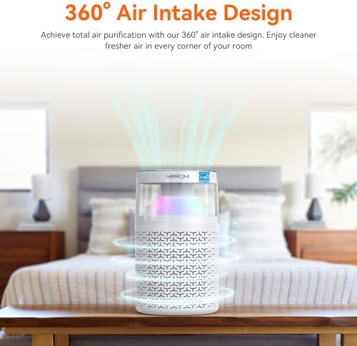 AIRROMI Air Purifiers for Bedroom Home,Up to 658 Ft²,Activated Carbon Filter Cleaner,With Fragrance Sponge for Better Sleep,Night Light,Pet Dander,Allergies,Smoke,Odor,Desktop Air Cleaner A2002 White - Image 5