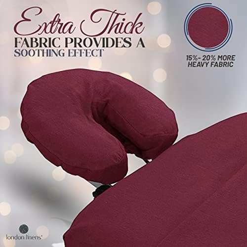 LONDON LINENS Premium Extra Thick 100% Cotton Flannel Massage Face Cradle Cover, Includes 4pcs (4, Burgundy) - Image 3