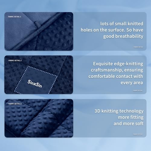 Topcee Weighted Blanket for Adults (15lbs 48"x72"), Minky Dots Heavy Blanket for 140-160lbs Sleeping, Soft, Cozy and Cooling Weighted Throw Blankets, Machine Washable, Blue - Image 6