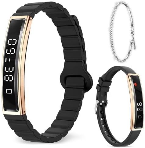 Efolen Smart Bracelet for Women,Ultralight Fitness Tracker Smart Wristband with Heart Rate/Blood Oxygen/Sleep Monitor/Pedometer,Slim Smartwatch for Android iPhone,Activity Tracker,2 Band,Gold+Black by Efolen