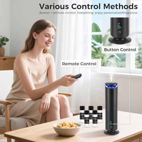 Hotel Scent Diffuser Starter Kit - 1000 Square Feet, 7 Ambient Light Settings, Includes 5 Essential Oils for Hotel Aromatherapy, Hotel Scent Diffuser,for Hotels, Homes, and Large Rooms,Black - Image 4