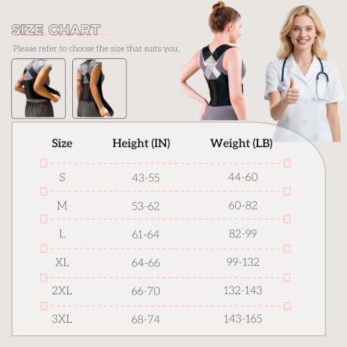 Back Brace for Women and Men,Shoulder Straightener,Back straightener,Adjustable Posture Corrector Suitable for Upper and Lower Back Pain Relief-Scoliosis,Hunchback,Spine Corrector(Size L) - Image 7