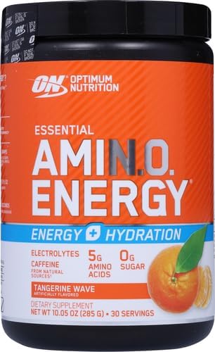 Optimum Nutrition Amino Energy Powder Plus Hydration, with BCAA, Electrolytes, and Caffeine, Tangerine Wave, 30 Servings (Packaging May Vary) (Pack of 6) - Image 2