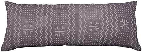 Trade Star 100% Cotton Spring Pillow Cover Handloomed Body Pillow Cover Throw Cushion Cover Decorative Oblong Lumbar Mudcloth Pillow Cases Brethable Handmade Pillow Case (Grey ALMA 14X36 Inch) by TradeStar