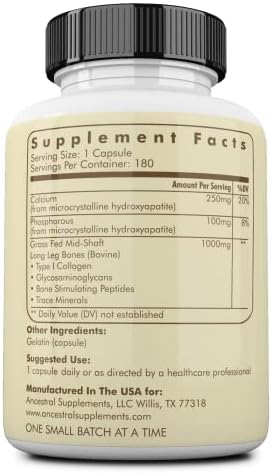 Ancestral Supplements Grass Fed Beef Living Bone Supplement, 180 Ct - Image 2