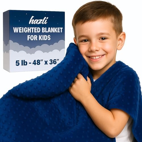 hazli Super-Soft Kids Weighted Blanket 5 Pounds - Weighted Blanket for Kids - Easy to Clean, Washable Minky Cover - 36x48 Inches 5lbs Child - Small Heavy Blanket for Girls and Boys by Hazli
