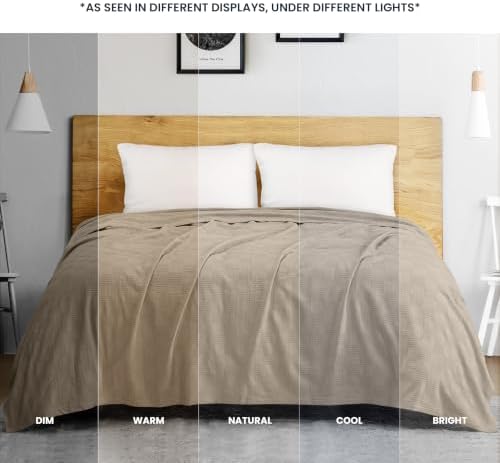 Utopia Bedding 100% Cotton Thermal Blanket Khaki Queen, 90x90 Inches - Image 5