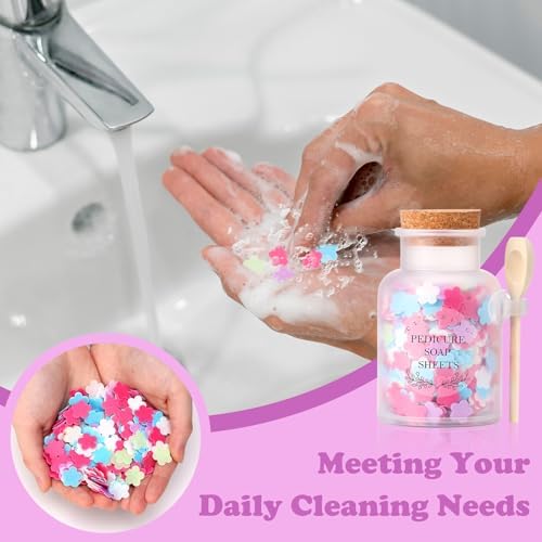 DOSTATNI Pedicure Soap Flowers Pedicure Foot Spa Tablets 10 Oz Plastic Bath Salts Jar Foot Soak Flower Paper Soap Sheet Softens Skin Botanicals Lavender Essential Oil Fast Dissolving Supplies - Image 7