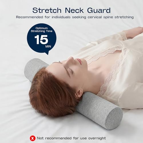 Neck Roll Pillow, Memory Foam Neck Support Pillows, Round Neck Pillows, Cylinder Bolster Pillows for Bed, Couch, and Yoga, Removable Washable Cover,18 * 4 * 4 inch (Small,Grey) - Image 3