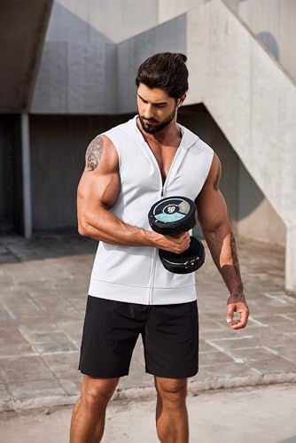 COOFANDY Men's Workout Hooded Tank Tops 2 Pack Zip Up Sleeveless Gym Shirts Muscle Cut Off T Shirt Bodybuilding Hoodies - Image 4