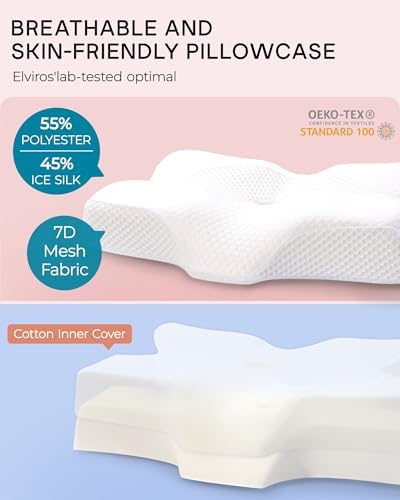 Elviros Cervical Memory Foam Pillows for Neck Pain Relief,Medium Firm - Image 5