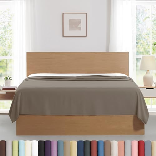 Oversized King Flat Sheets Only 2 Pack Set Wrinkle Free 112x102 Dark Taupe by SouthshoreFineLivingInc
