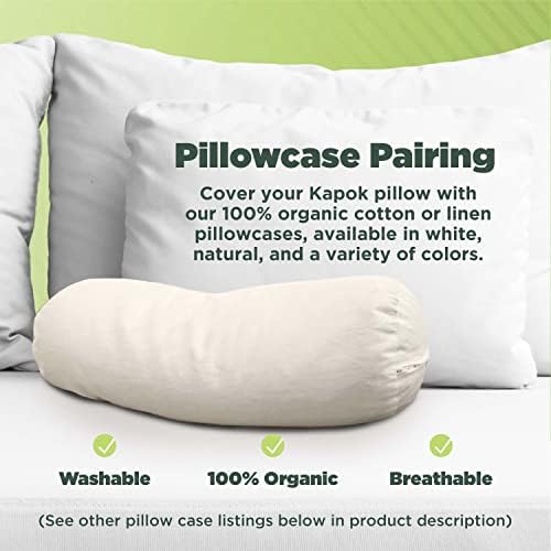 Bean Products Natural Organic Cotton Kapok Neck Roll Pillow 4" Dia x 12" - Image 5