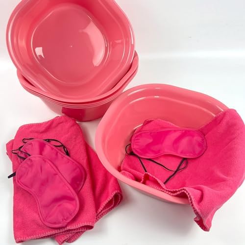 36-Piece Kids Foot Spa Kit For Girls With 12 Foot Tubs, 12 Pink Hand Towels And 12 Eye Masks For Sleepover Slumber Party Supplies (Rose) - Image 4