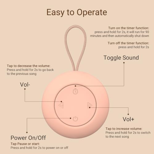 Portable Baby Sound Machine & Essentials for Babies & Kids-Peach - Image 6