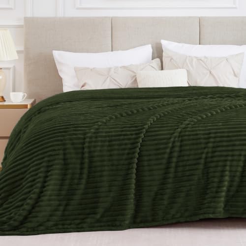 BEDELITE Ribbed Full Size Blanket for Bed, Olive Green, 84"x90" - Image 2