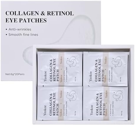 Yeokoe Under Eye Patches for Dark Circles,Puffy Eyes,20 Pairs Face Masks SkinCare With Collagen and Retinol for Anti wrinkles Smooth Fine Lines - Image 7