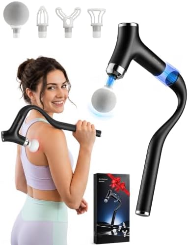 2-in-1 Detachable Massage Gun Deep Tissue, Ergonomic Extension Handle Back Massager for Hard-to-Reach Areas, 12-Speed Percussion Muscle Massager for Shoulder Waist Thigh Legs by Unknown