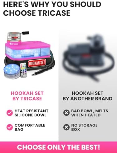 Shisha Hookah Set with Everything – Pink Hookah Kit with LED Base, Easy Setup, and Large Cloud Performance Hookah Machine - Premium Portable Hookah Set for Travel - Image 5