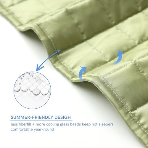 YnM King Size Cooling Weighted Blanket for Adults (88x104 Inches, 15 Pounds, Matcha Green), Perfect for Hot Sleepers with Cooling Rayon/Glass Beads, Heavy Bed Blanket for Couple on Queen or King Bed - Image 5