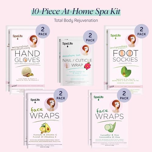 SpaLife 10 Piece Korean Face Mask & Moisturizing Hand Gloves Set | Foot Mask Socks for Dry Cracked Hands & Feet | Korean Skincare Cuticle Repair Mask Women | Self Care Gifts for Women | 10 Pack - Image 2