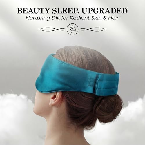 SLEEP SANCTUARY 100% Pure Mulberry Silk Sleep Mask - 22 Momme Light Blocking Hook & Loop Silk Eye Mask for Sleeping - Secure Fit for Side Sleepers, Women & Men - Cloud Soft (Peacock Blue) - Image 7