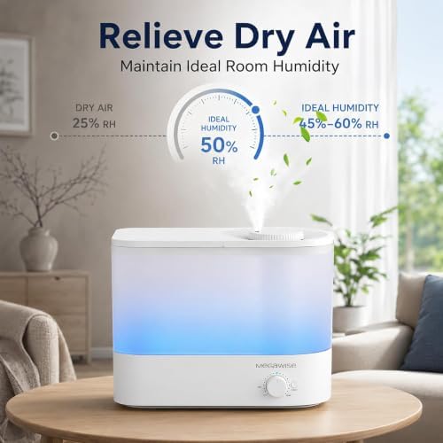 MEGAWISE 6L Ultrasonic Cool Mist Humidifier for Large Room, Bedroom, Baby Room and Plants, Quiet Under 28dB, Adjustable Mist Output, Auto Shut-Off, Low Power Humidifier - Image 5