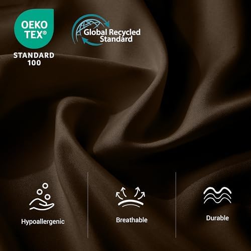 Twin Flat Sheet Only, 1 Pack Top Bed Sheets, Soft Breathable Brushed Microfiber Color-Coded Label Threads, (66"x96",Brown) - Image 2