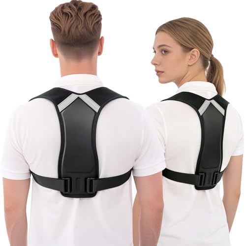 Posture Corrector for Women and Men, Adjustable Back Brace Shoulder Straightener, Upper Back Support Brace for Neck Shoulder Back Pain Relief, Breathable Posture Corrector for Daily Wear Black, L/XL by Jnxuoq