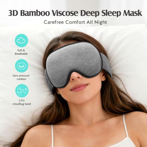 YFONG Sleep Mask for Side Sleeper Women Men, Soft Breathable Bamboo Viscose - Image 2