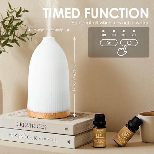 SALKING Essential Oil Diffuser, 100ml Aromatherapy Diffusers with Adjustable Mist Mode Timer Setting, Ultrasonic Diffusers for Essential Oils, Warm White Lights, 7 LED Colors, for Office Home - Image 4