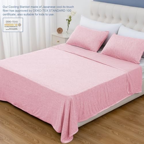 CHOSHOME Cooling Blanket for Hot Sleepers Lightweight Summer Cold Thin Blankets for Sleeping, Hot Flashes Night Sweats, Soft Blanket for Bed, Full Size, Pink - Image 6