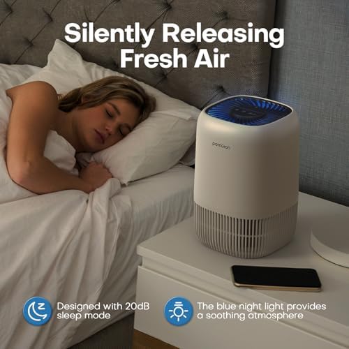 POMORON Air Purifiers for Bedroom Home, Air Filter Cleaner with Fragrance Sponge, H13 True HEPA Filter for Smoke, Allergies, Pollen, Pet Dander, Odor, Dust, Portable Air Purifier for Bedroom Office - Image 4