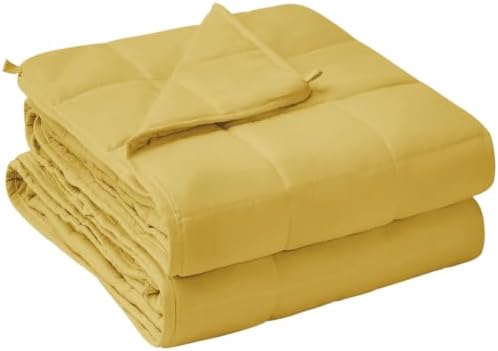 yescool Weighted Blanket for Adults (20 lbs, 60” x 80”, Yellow) Cooling Heavy Blanket for Sleeping Perfect for 190-210 lbs, Queen Size Breathable Blanket with Premium Glass Bead, Machine Washable by yescool