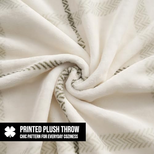 Lucky Brand Palmdale White with Sage Green Plaid 50"x70" Cozy Plush Blanket - Premium Microfiber Throw for Luxurious Comfort - Image 3