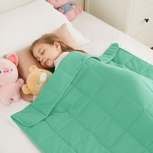 Weighted Blanket - 10 lbs Green Heavy Blanket - Small Size Breathable Lap Blanket(50"x60", 10 lbs) by HOSUKKO