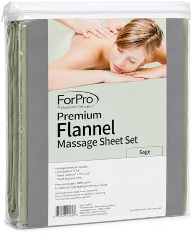 ForPro Premium Flannel 3-Piece Massage Sheet Set, Sage - Image 2