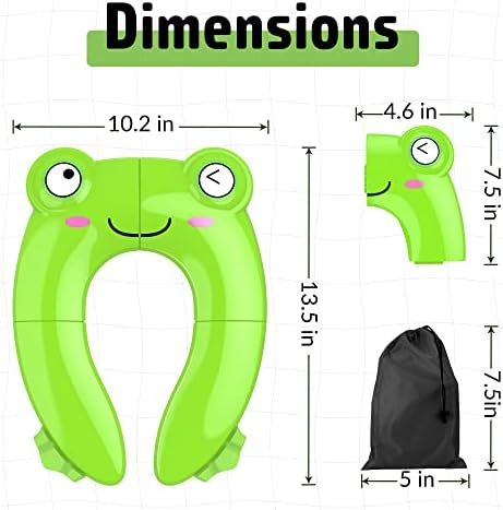 Maliton Foldable Travel Potty Training Seat for Toddlers, Green Frog - Image 2