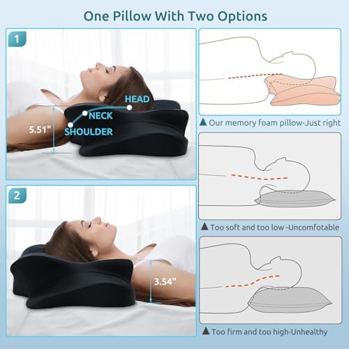 DONAMA Cervical Pillow for Neck and Shoulder Pain Relief, Cooling Contour Memory Foam Pillow, Dual-Height Ergonomic Neck Support Pillow for Side Back Stomach Sleepers with Removable Pillowcase - Image 3