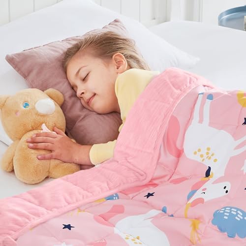 Weighted Blanket - 2 lbs Cooling Pink Unicorn Heavy Blanket, 36"x48", Small Size Breathable Lap Blanket for Hot Sleepers by HOSUKKO