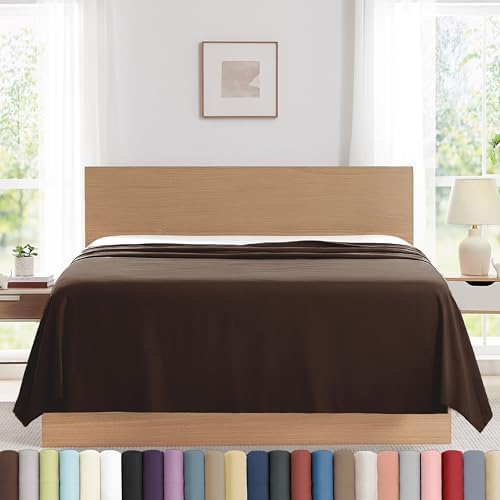 Flat Sheet Only King Size Top Sheet Fits California King Chocolate Brown by SouthshoreFineLivingInc