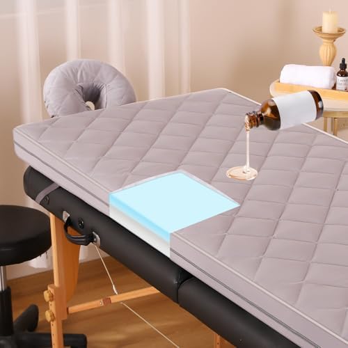 3.2 Inch Lash Bed Topper Set,Gel Memory Foam Massage Bed Topper, Waterproof Fluffy Pillow Top Cover for Spa Esthetician Wax,Includes Grey Massage Table Toppe & Face Rest Cover by JINGFUD