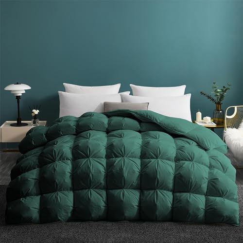 UNIKOME Queen Size Goose Feather Down Fiber Comforter Duvet Insert, Green by UNIKOME
