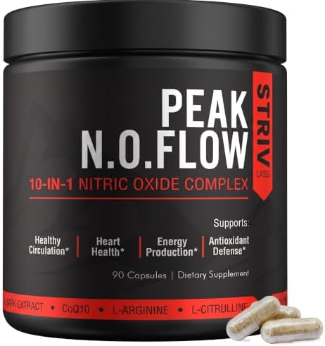 Peak Flow 10-in-1 Nitric Oxide Supplement for Men & Women by STRIVLabs