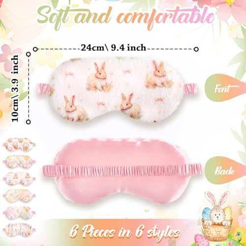 Cuffbow 6 Pack Fuzzy Sleep Masks Plush Eye Mask,Easter,Light - Image 2